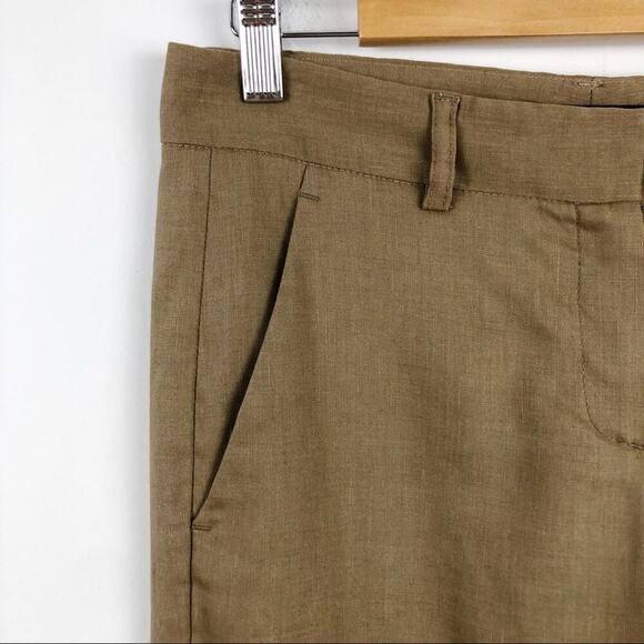 THEORY Tan Linen Wool Wide Leg Emory Trouser Pants Relaxed fit Size 4 - Picture 4 of 15